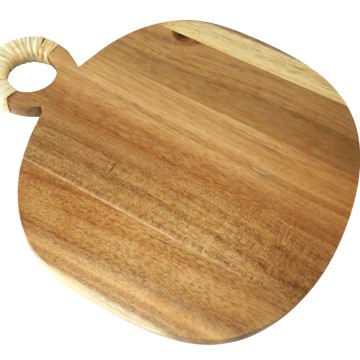 Acacia Wood Serving Board with Rattan Handle - Sustainable Kitchenware
