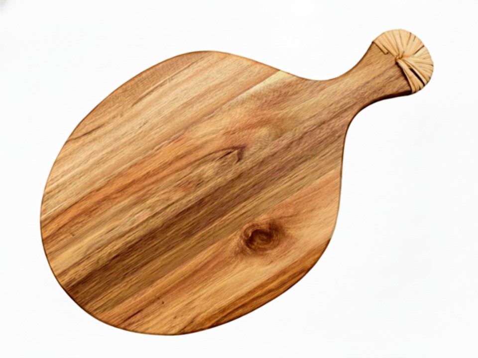 Premium Oval Acacia Wood Serving & Cutting Board with Handle