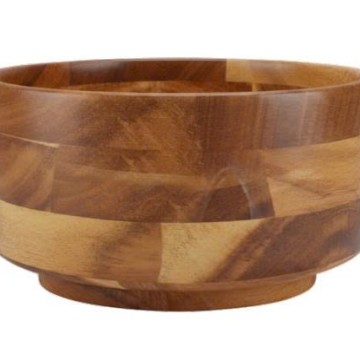 Artisanal Acacia Wood  Bowl - Handcrafted Patchwork Design for Wholesale
