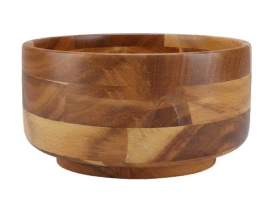 Artisanal Acacia Wood  Bowl - Handcrafted Patchwork Design for Wholesale