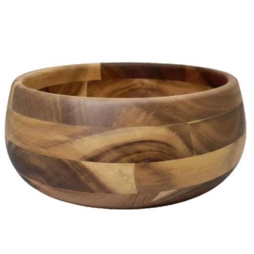 Acacia Wood Serving Bowl - Segmented Design Durable Kitchenware
