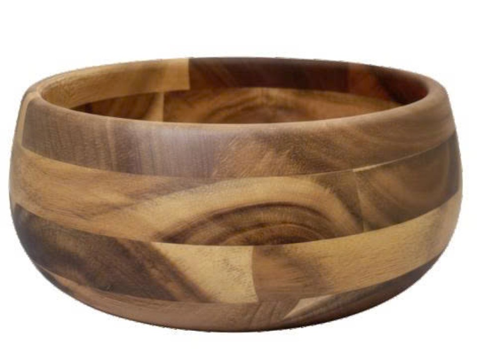 Acacia Wood Serving Bowl - Segmented Design Durable Kitchenware