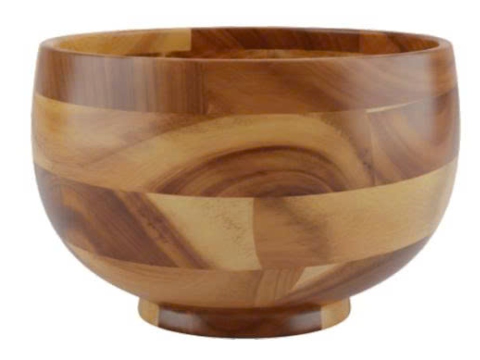 Premium Acacia Wood Round Serving Bowl - Handcrafted Eco-friendly Kitchenware