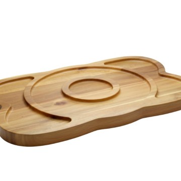 Premium Acacia Wood Serving Platter with Integrated Compartments - Vietnamese Handcraft