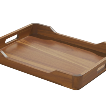 Acacia Wood Serving Tray with Cutout Handles - Premium Kitchen & Home Decor