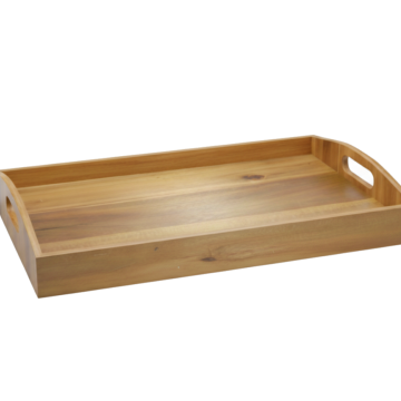 Acacia Wood Serving Tray with Integrated Handles - Durable & Eco-friendly