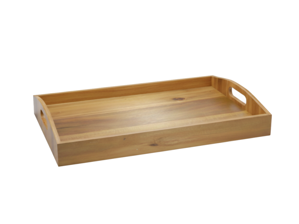 Acacia Wood Serving Tray with Integrated Handles - Durable & Eco-friendly