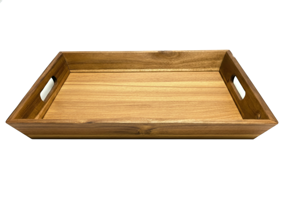 Premium Acacia Wood Serving Tray with Handles - Eco-friendly Kitchenware