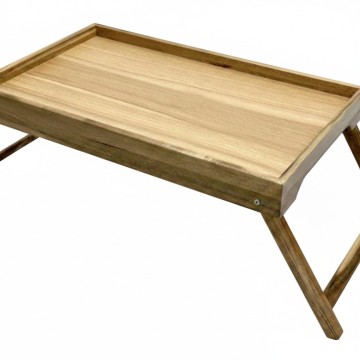 Exquisite Acacia Wood Breakfast Tray with Foldable Legs - Versatile Serving Solution
