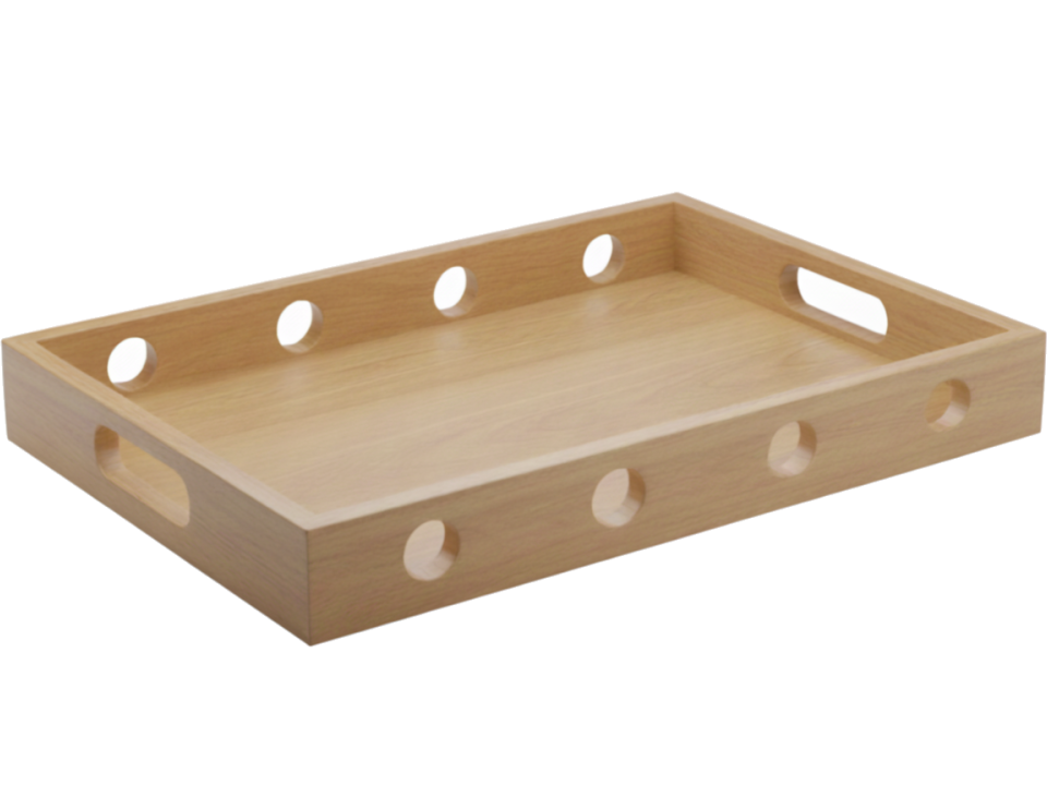 Premium Acacia Wood Serving Tray with Cutout Handles - Durable & Versatile Decor