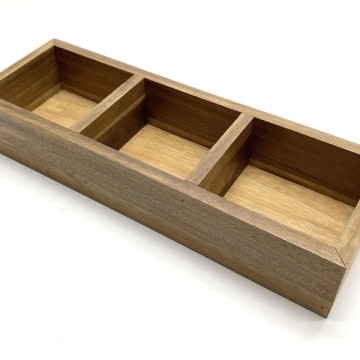 Acacia Wood Triple-Zone Utility Base - Versatile Organizer
