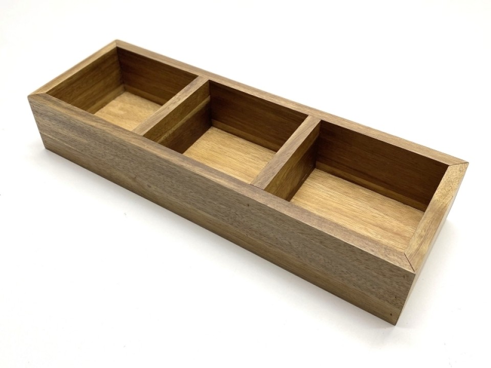 Acacia Wood Triple-Zone Utility Base - Versatile Organizer