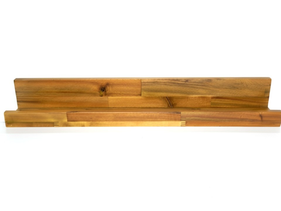 U-Shaped Acacia Wood Wall Shelf - Floating Display Ledge for Modern Interiors