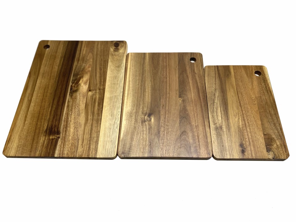 Exquisite Acacia Wood Charcuterie Board Set of 3 with Hanging Holes - Durable Kitchenware
