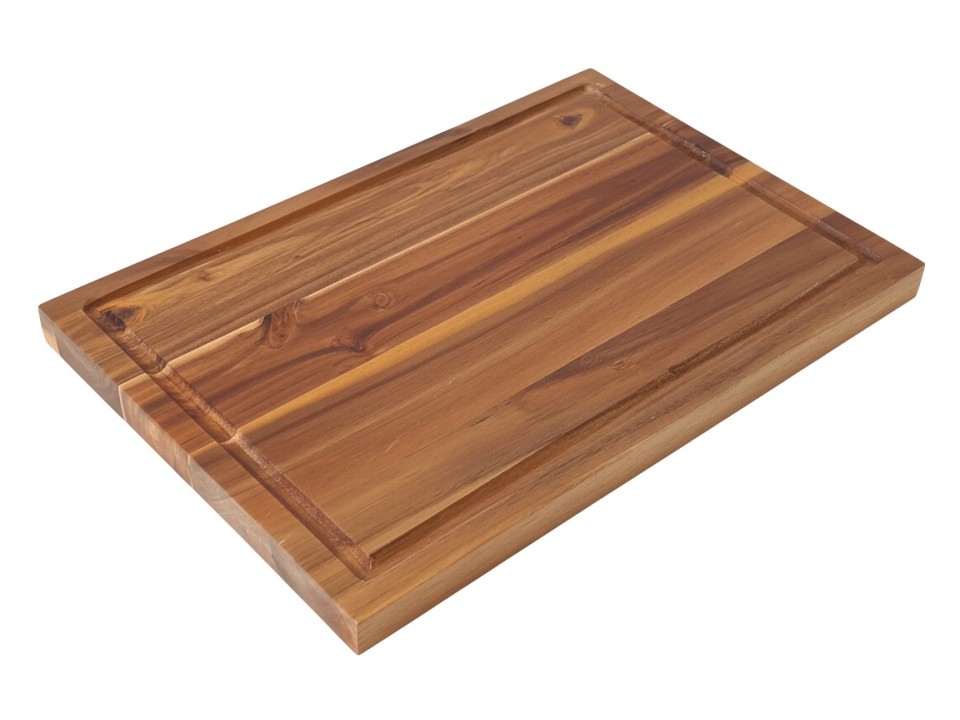 Acacia Wood Cutting Board with Juice Groove - Durable Kitchen Essential