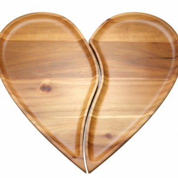 Acacia Wood Heart-Shaped Divided Serving Tray - Durable & Elegant Kitchenware