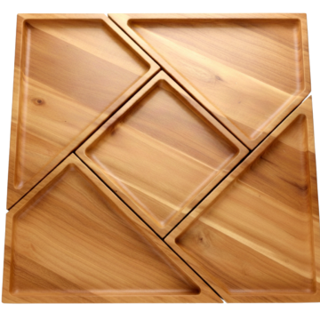 Premium Acacia Wood Modular Serving Tray Set - Eco-Friendly Dinnerware