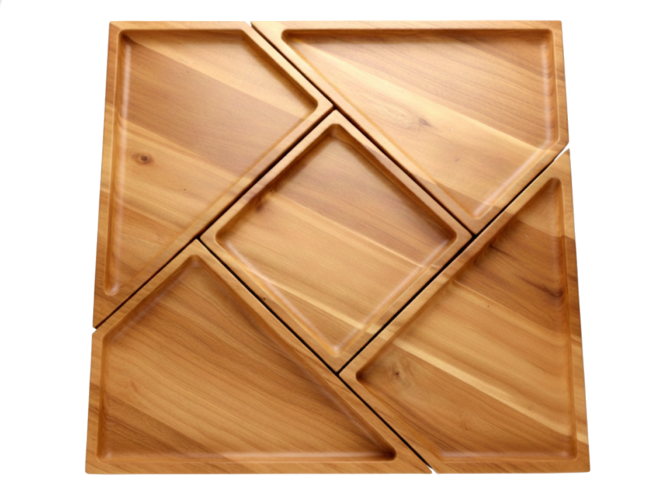 Premium Acacia Wood Modular Serving Tray Set - Eco-Friendly Dinnerware