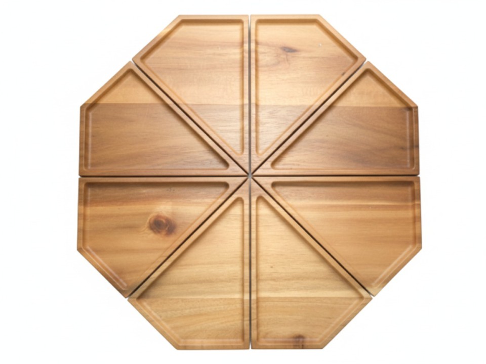 Acacia Wood Modular Octagon Serving Tray Set - Eco-friendly Entertaining Solution