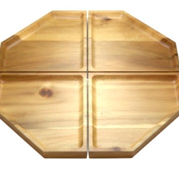 Premium Acacia Wood Octagonal Segmented Serving Tray - Versatile Kitchenware & Home Decor