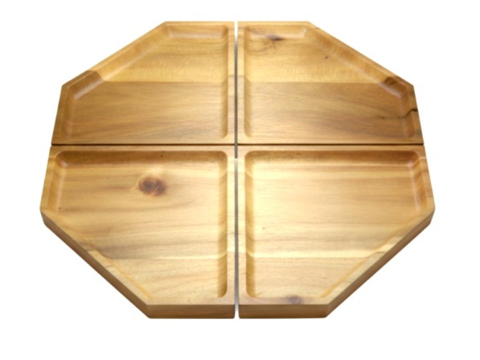 Premium Acacia Wood Octagonal Segmented Serving Tray - Versatile Kitchenware & Home Decor