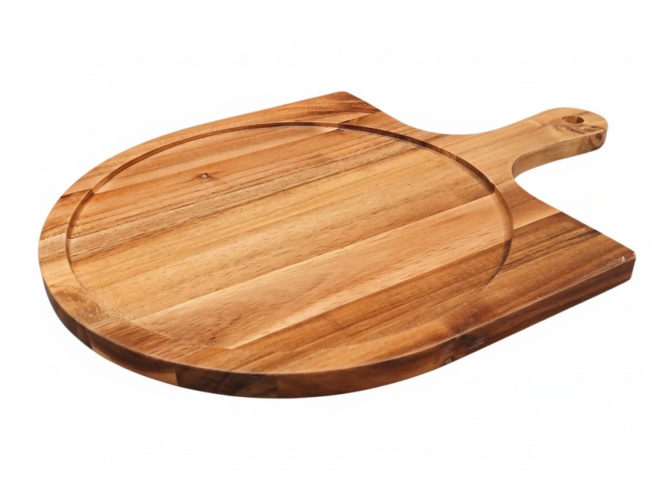 Premium Acacia Wood Pizza & Charcuterie Serving Board - Versatile Entertaining Platter