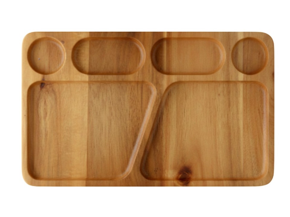 Acacia wood platter Sustainable kitchenware Handcrafted serving dish Eco-friendly home decor Organic wood tableware