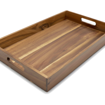 Premium Acacia Wood Serving Tray with Handles - Durable Home & Hospitality Ware