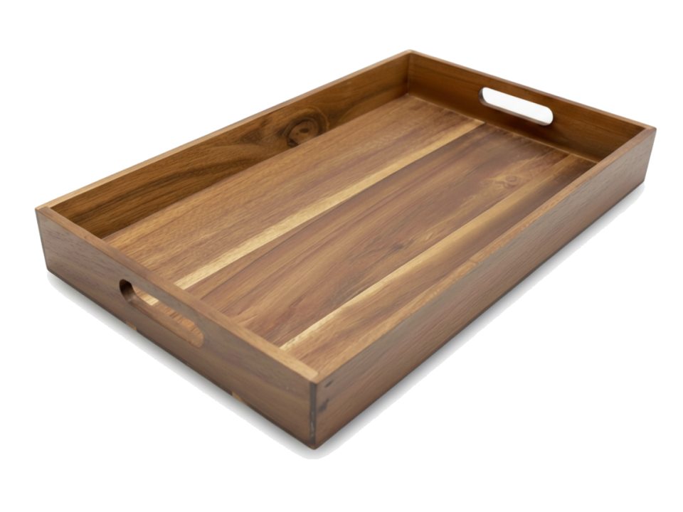 Premium Acacia Wood Serving Tray with Handles - Durable Home & Hospitality Ware