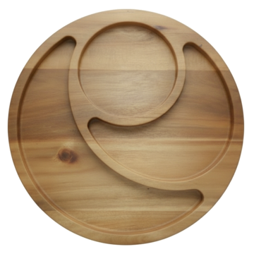 Premium Acacia Wood Round Partitioned Serving Tray - Eco-Friendly Kitchenware