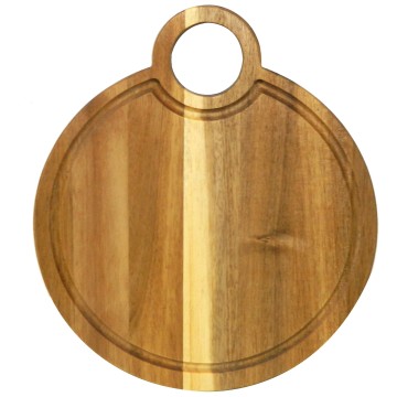 Natural Round Acacia Wood Serving Board with Handle - Premium Kitchen & Home Decor