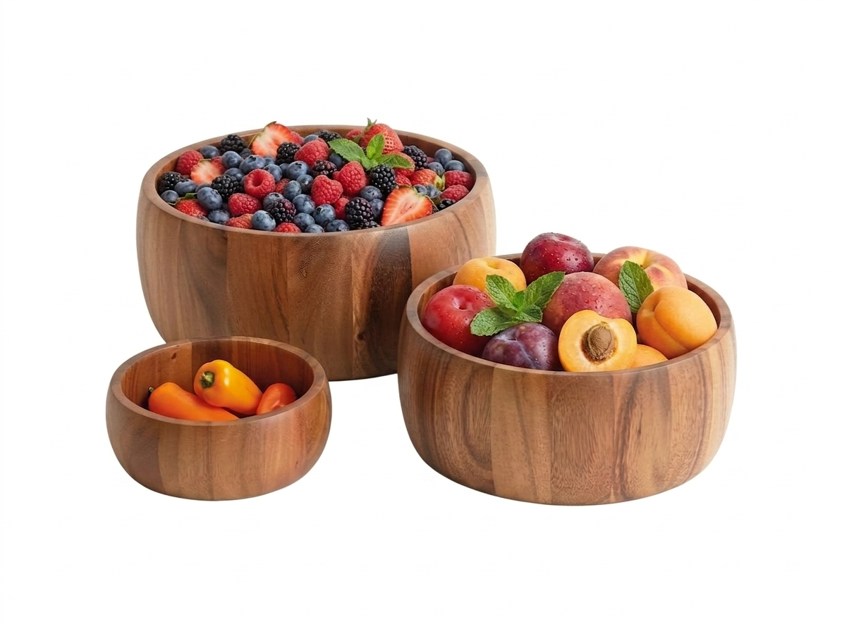 Acacia Wood Serving Bowls - Sustainable Kitchenware | US & EU