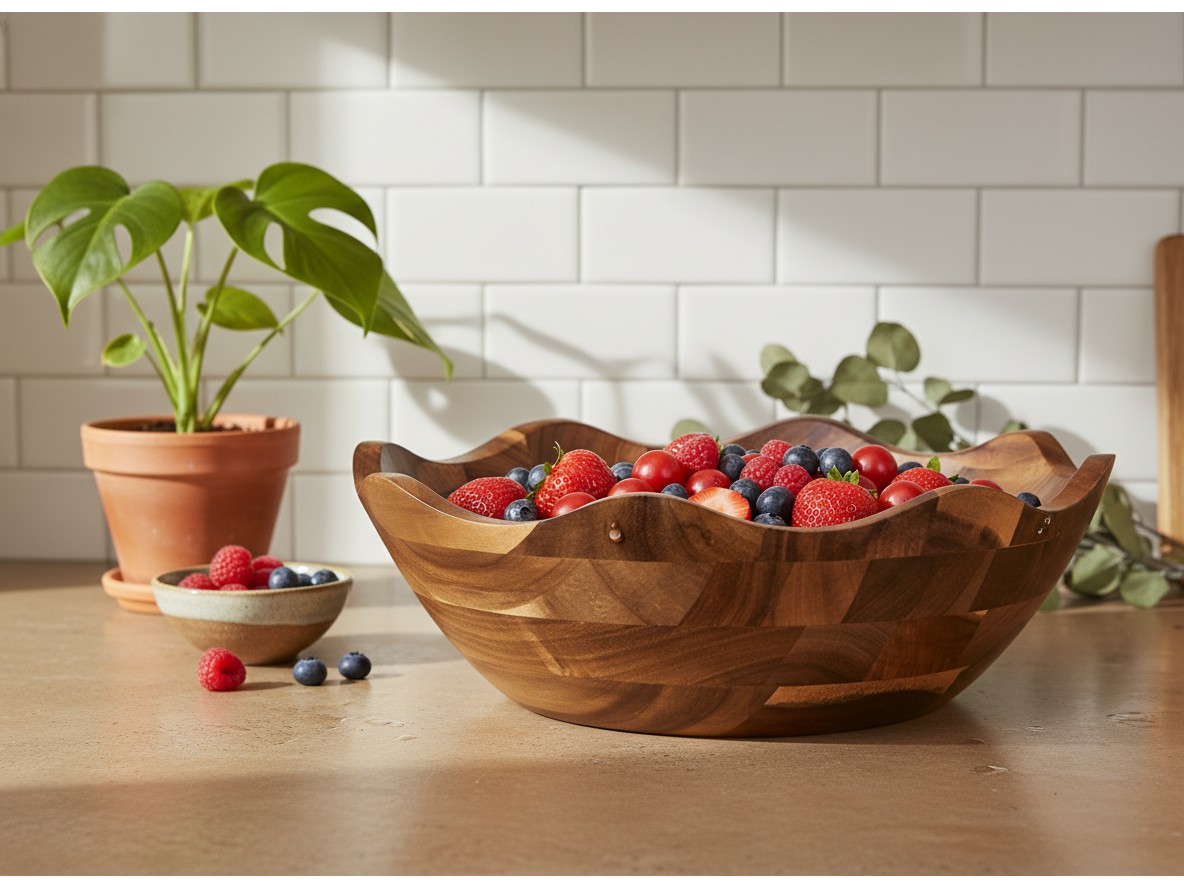 Acacia Wood Wavy Serving Bowl - US & EU Kitchenware