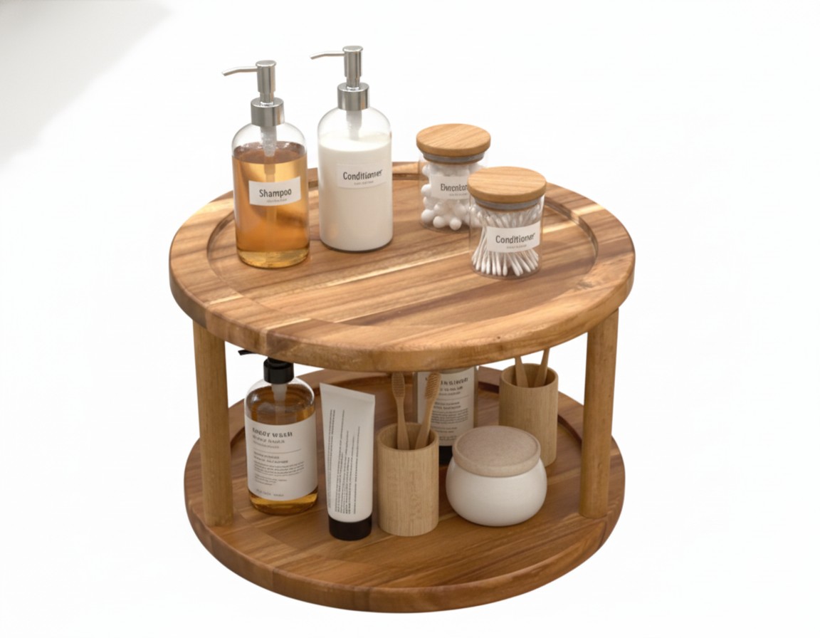Acacia 2-Tier Lazy Susan | Premium Wood Organizer US/EU