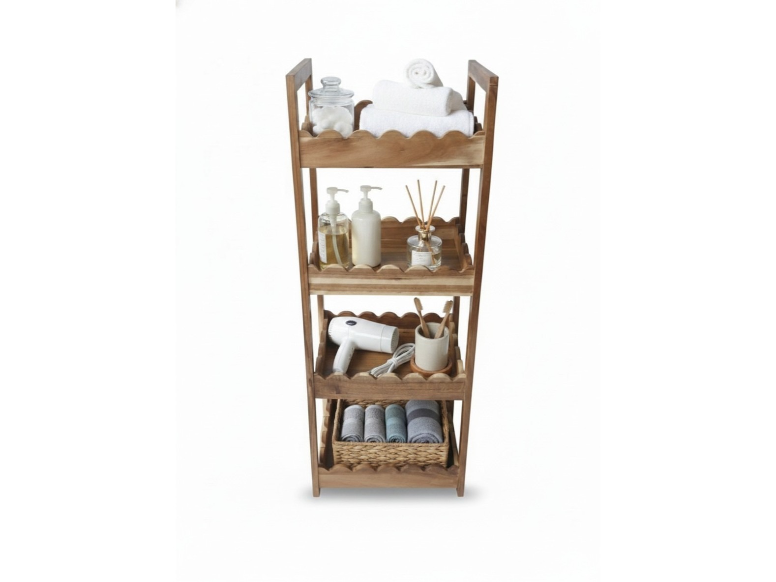 Acacia Wood 4-Tier Bath Shelf | Elegant Bathroom Storage US & EU