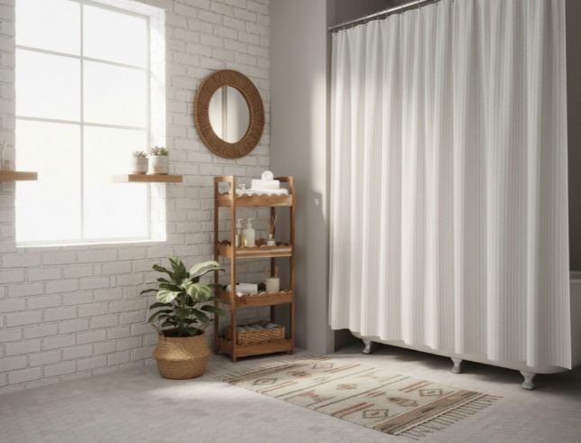 Acacia Wood 4-Tier Bath Shelf | Elegant Bathroom Storage US & EU