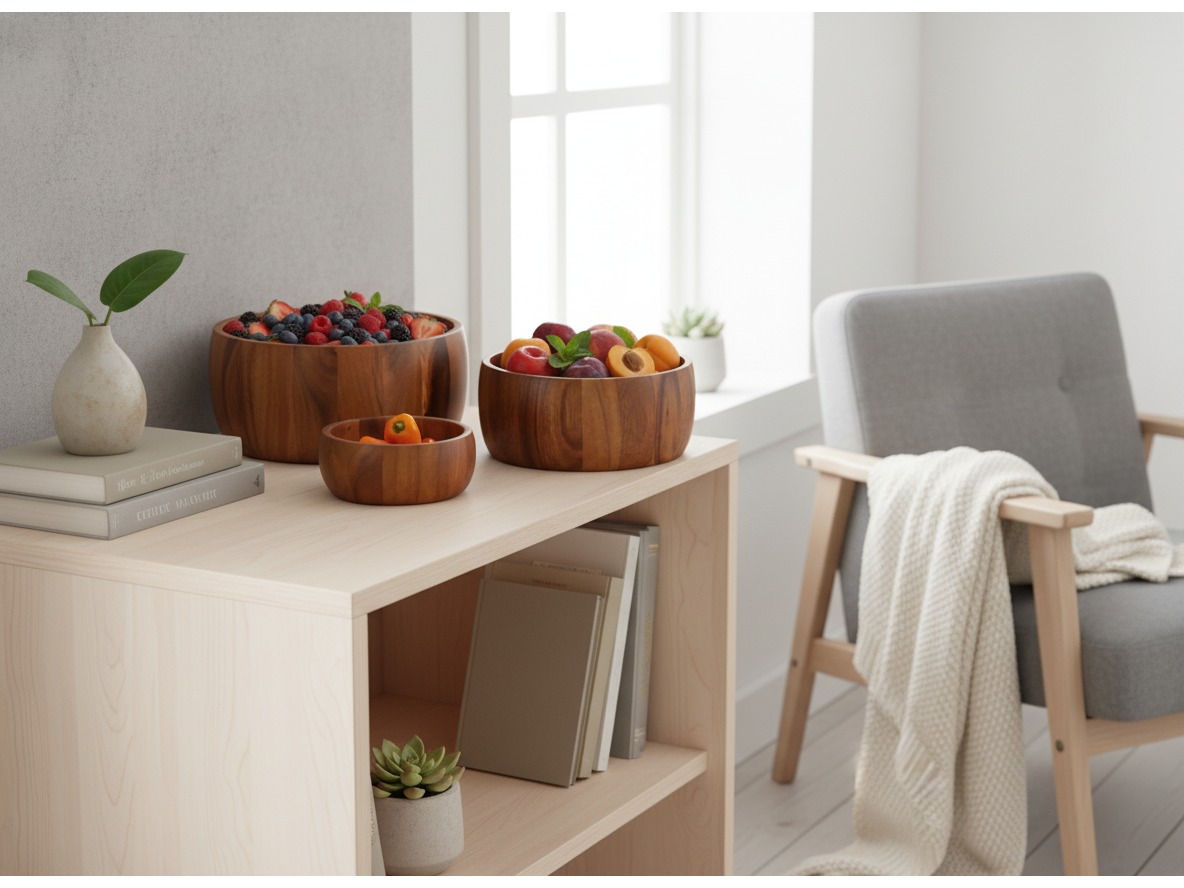 Acacia Wood Serving Bowls - Sustainable Kitchenware | US & EU