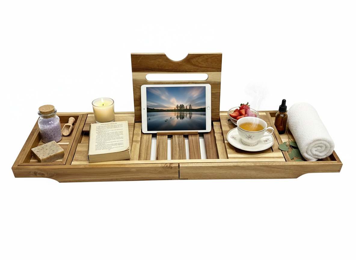 Acacia Wood Bath Caddy | Expandable Bathtub Tray US/EU
