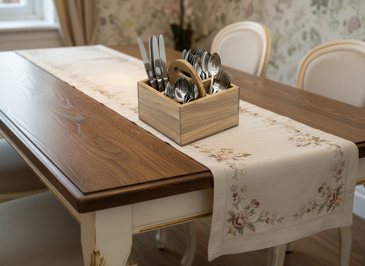 Acacia Wood Flatware Caddy | Premium Kitchen Organizer US/EU
