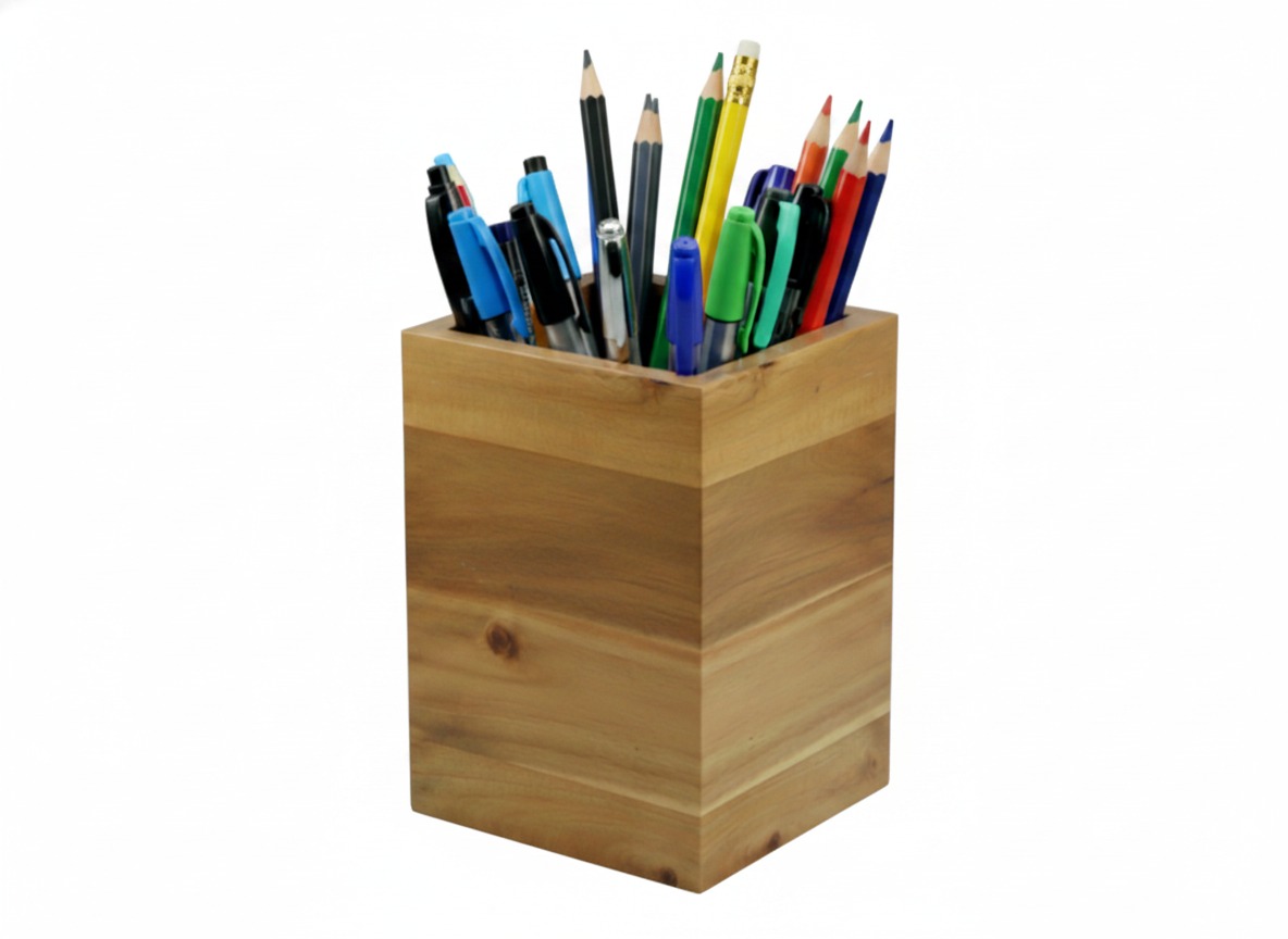 Acacia Wood Pencil Holder - Premium Desk Organizer | US & EU