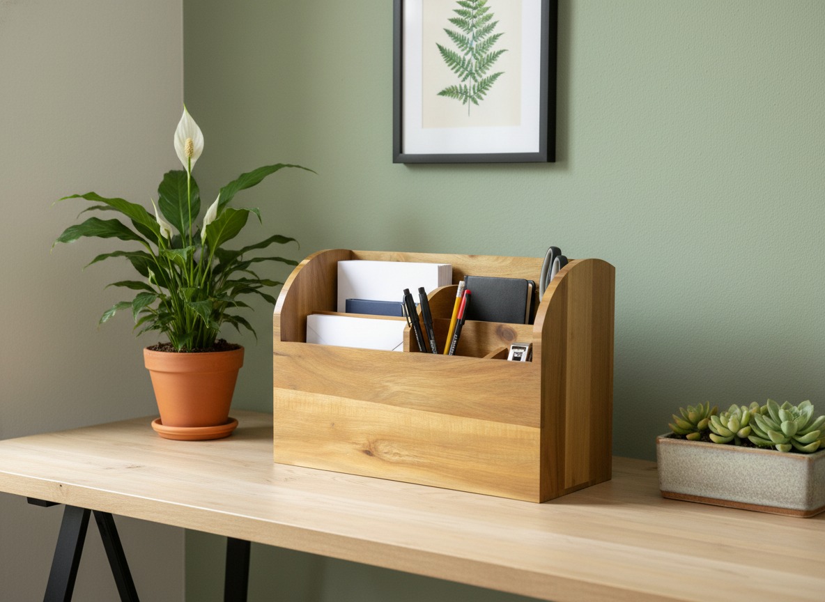 Premium Acacia Wood Mail Sorter for Organized Workspaces