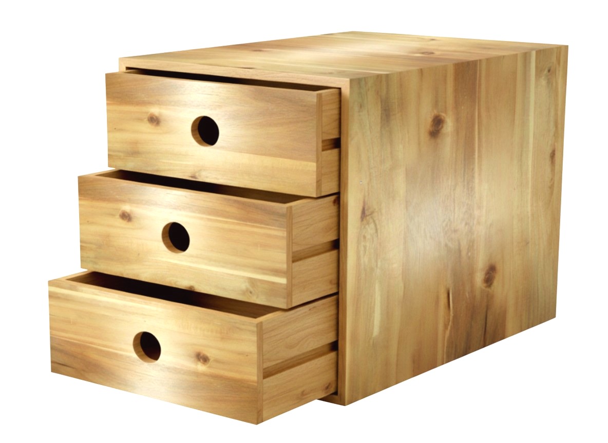 Acacia 3-Drawer Desktop Organizer - Natural Wood | US & EU