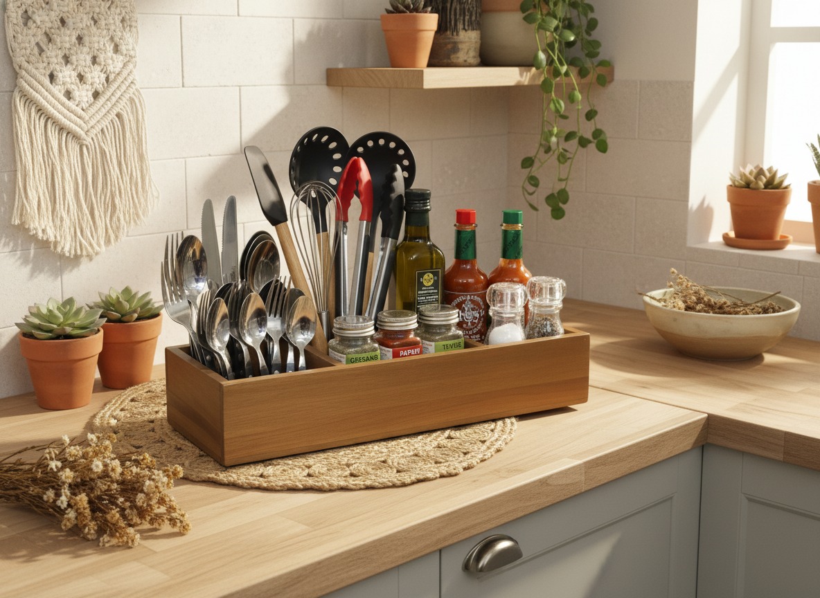 Acacia wood organizer