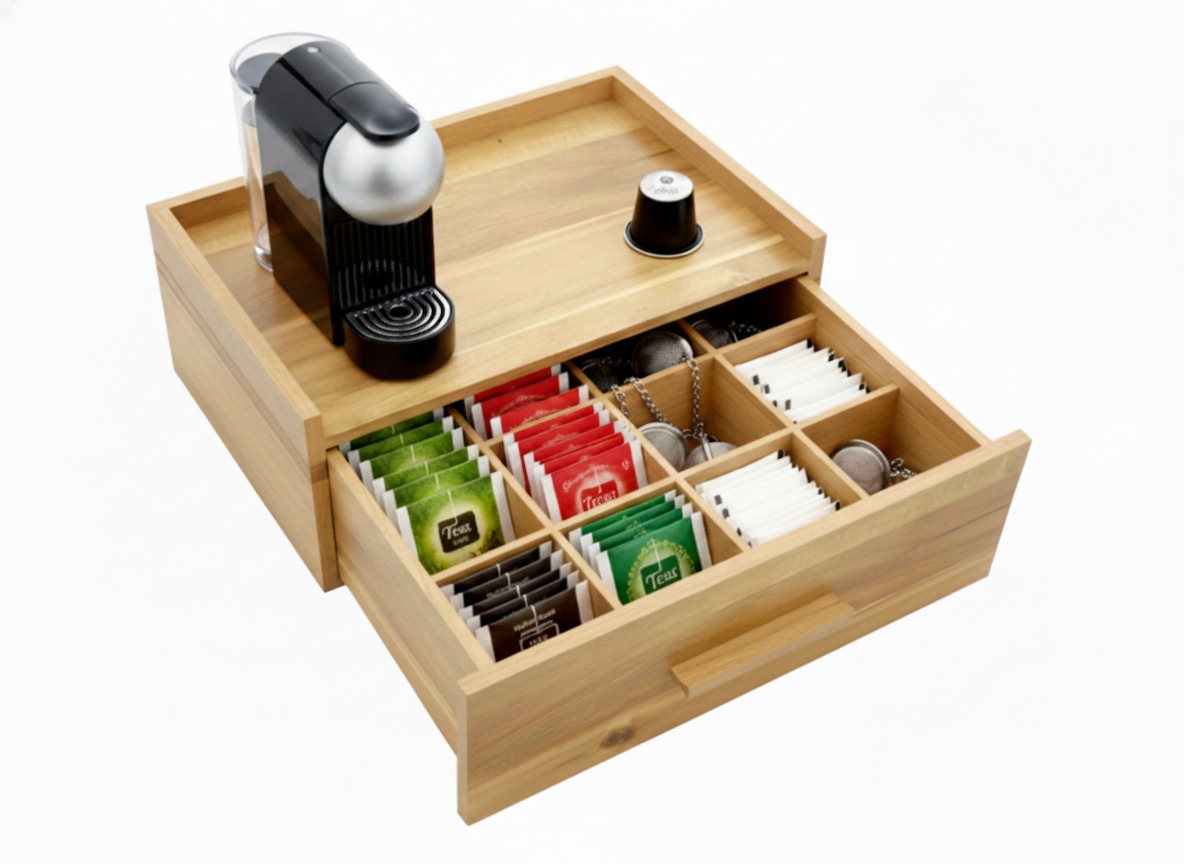 Acacia Wood Tea Coffee Organizer | Wholesale US & EU