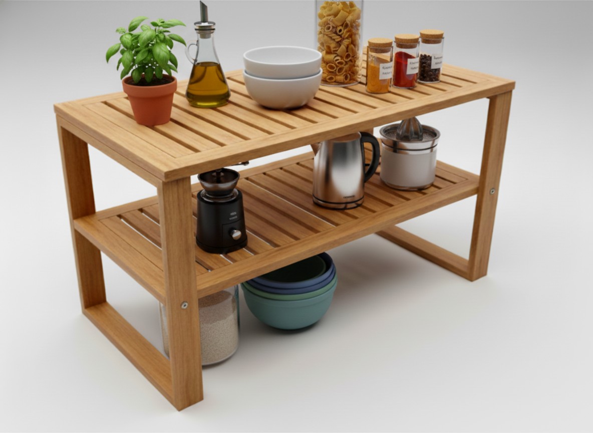 Acacia Wood Kitchen Shelf | Durable 2-Tier Storage for US & EU