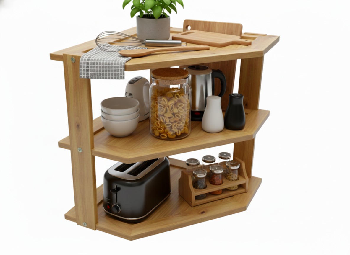 Acacia Corner Kitchen Shelf | Space-Saving Storage US & EU