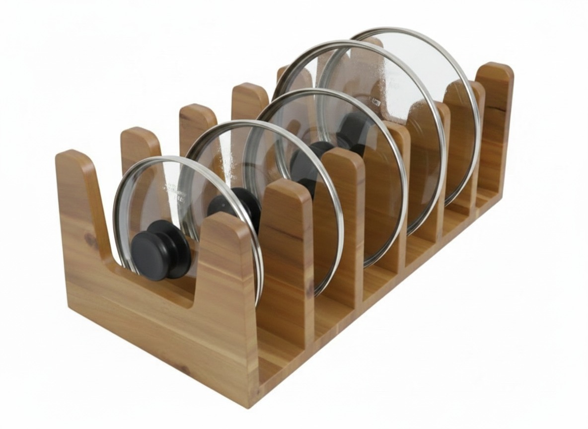 Acacia Wood Lid Organizer | Sustainable Kitchen Storage