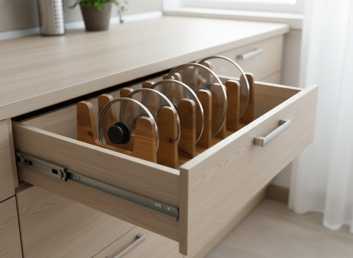 Acacia Wood Lid Organizer | Sustainable Kitchen Storage
