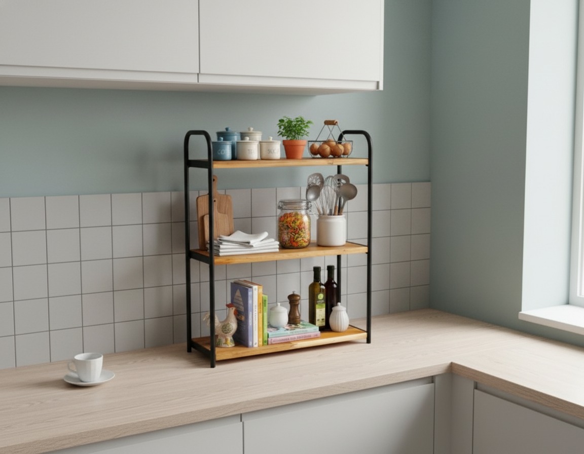 Acacia Wood 3-Tier Kitchen Shelf | Wholesale Vietnam Supplier