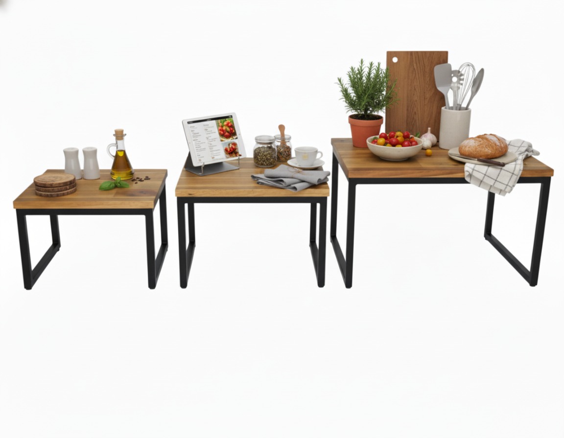 Acacia Wood & Metal Nesting Tables | US & EU Furniture Supplier